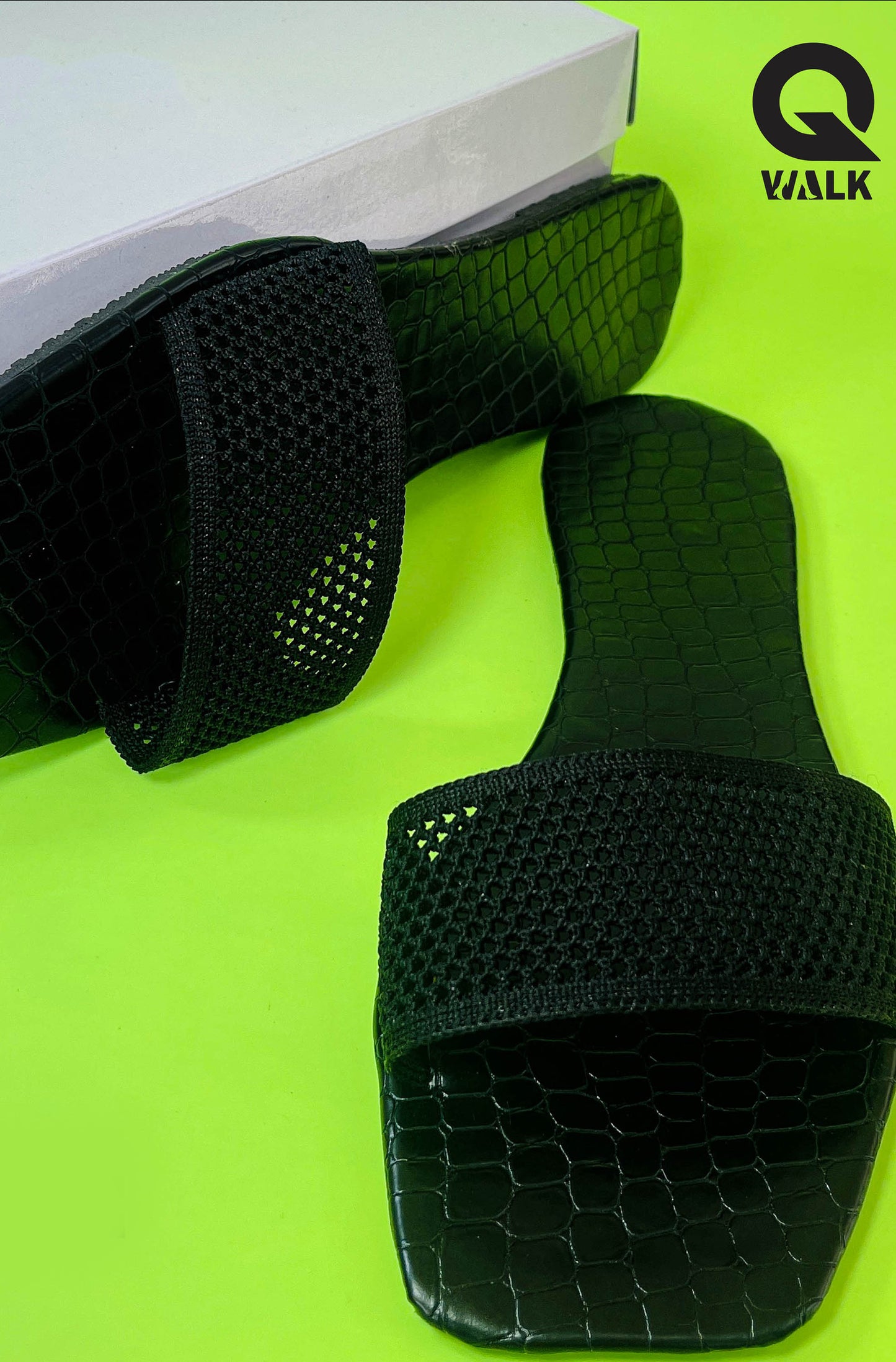 Black Color Mesh Top Open Toe  - GW206