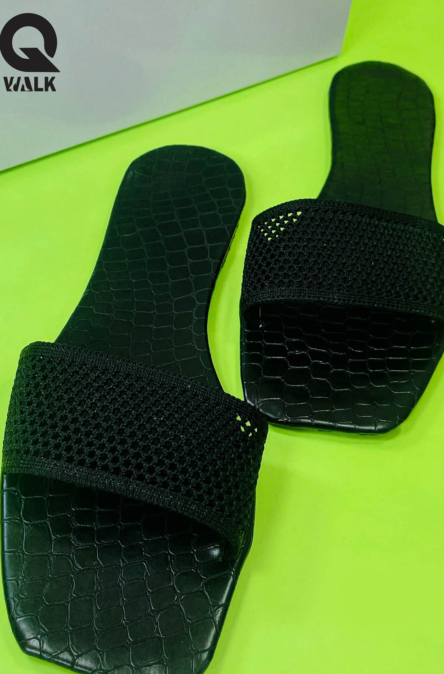 Black Color Mesh Top Open Toe  - GW206