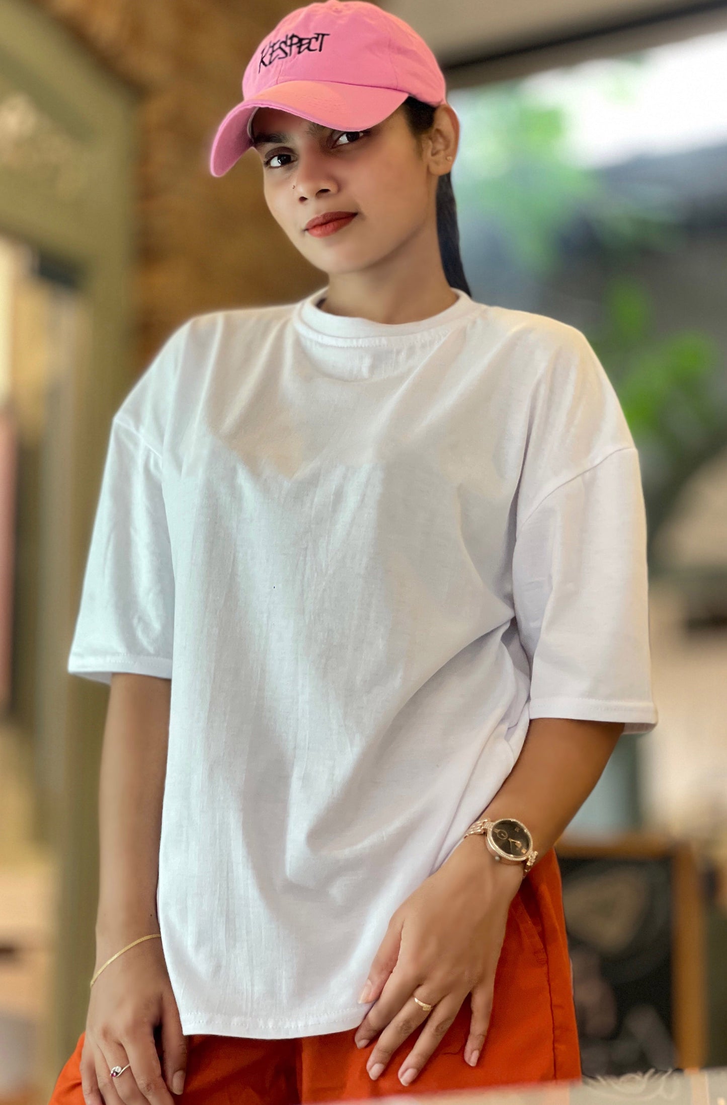 Drop Shoulder Oversized White Color T Shirt | GM207
