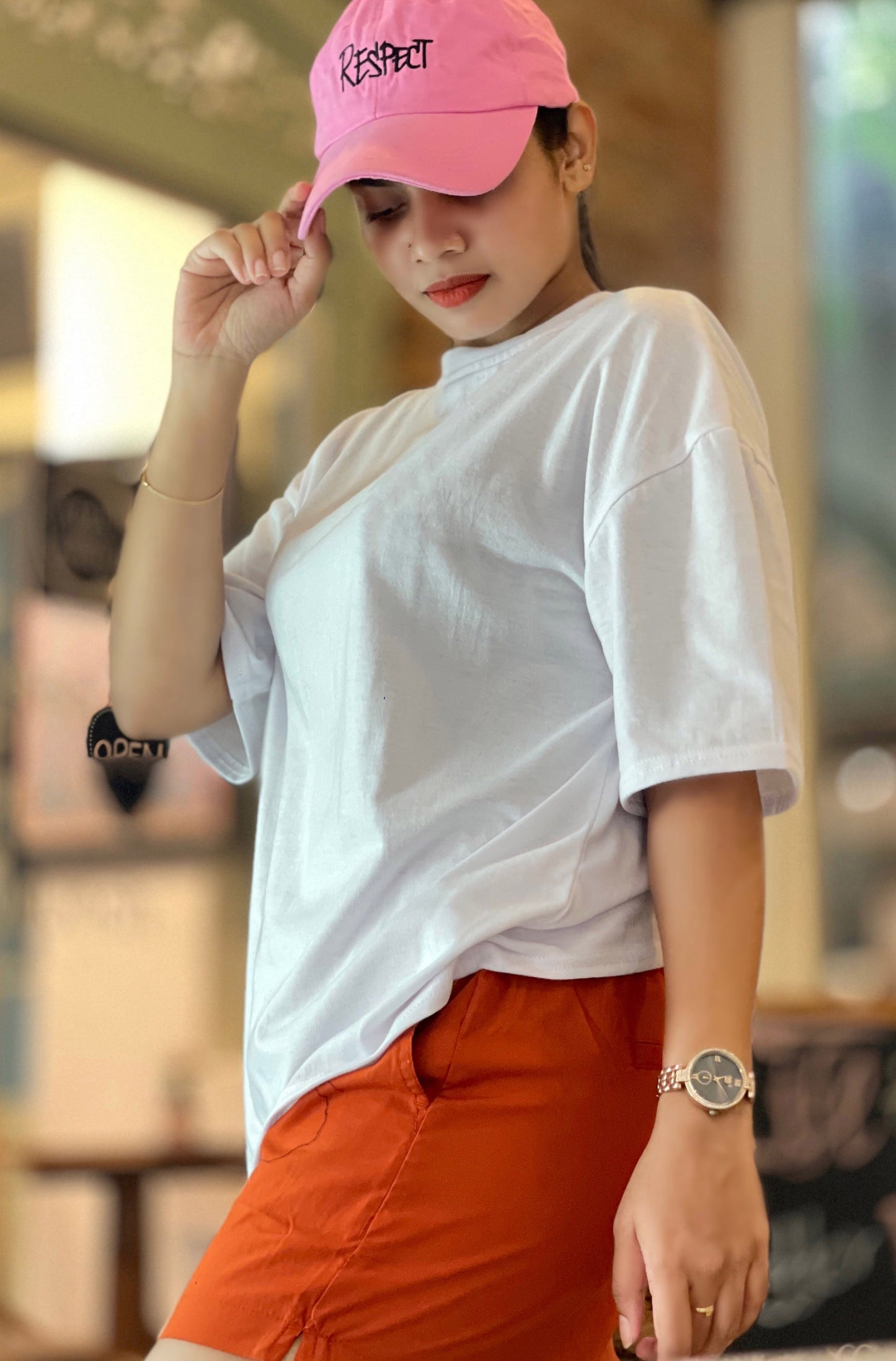 Drop Shoulder Oversized White Color T Shirt | GM207