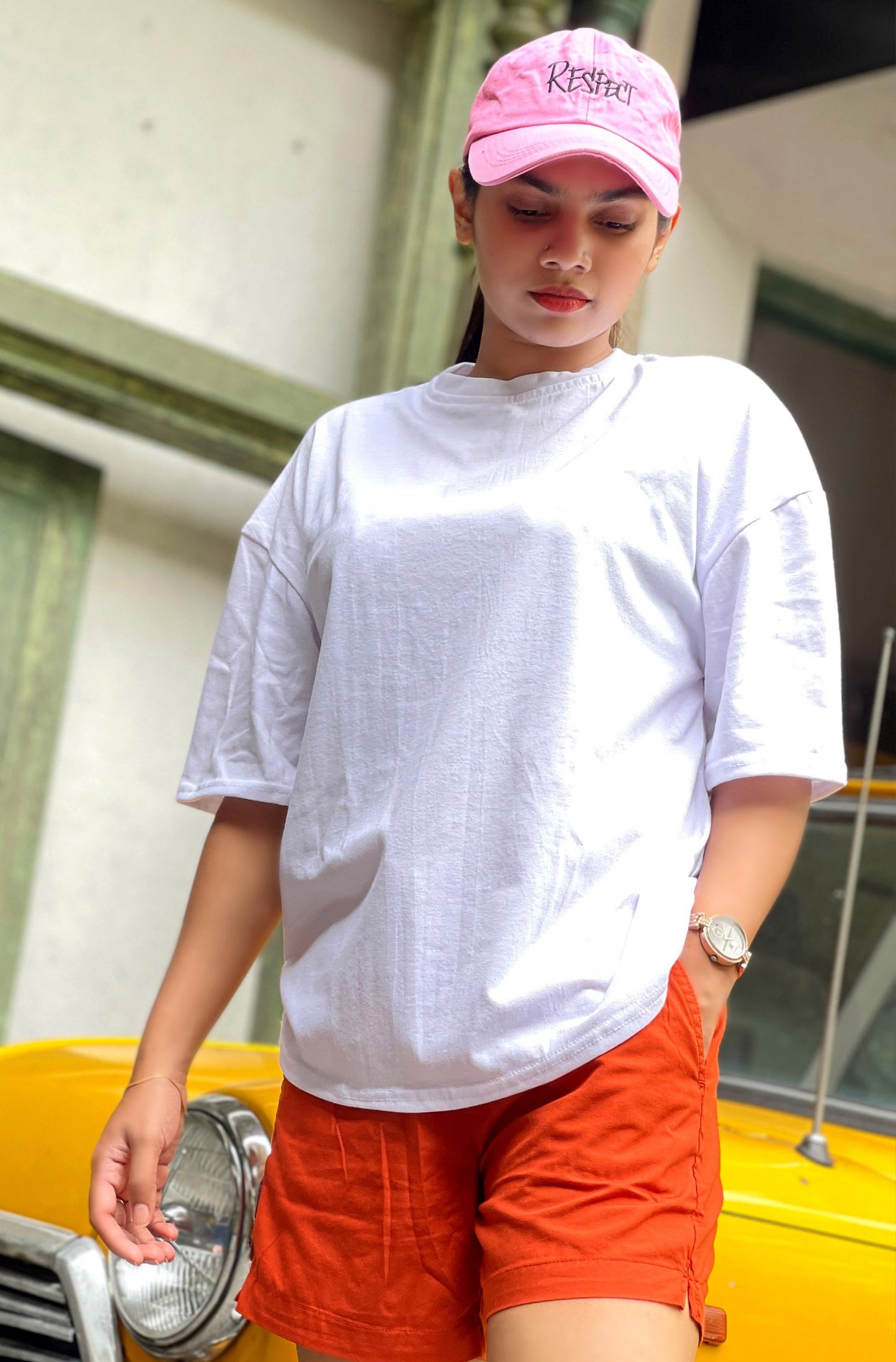 Drop Shoulder Oversized White Color T Shirt | GM207