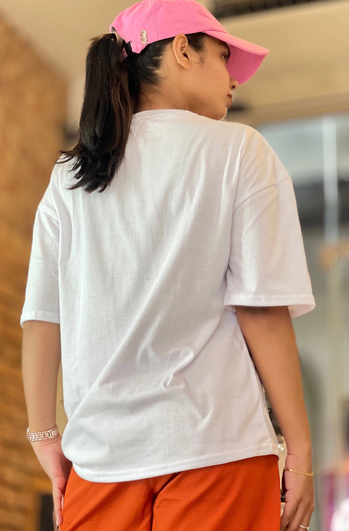 Drop Shoulder Oversized White Color T Shirt | GM207