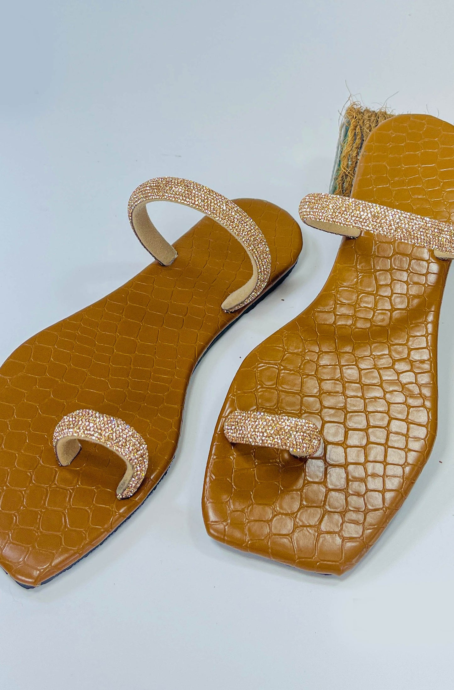 Copper Color Gold Shine Strap Ring Toe Slipon  - GW208