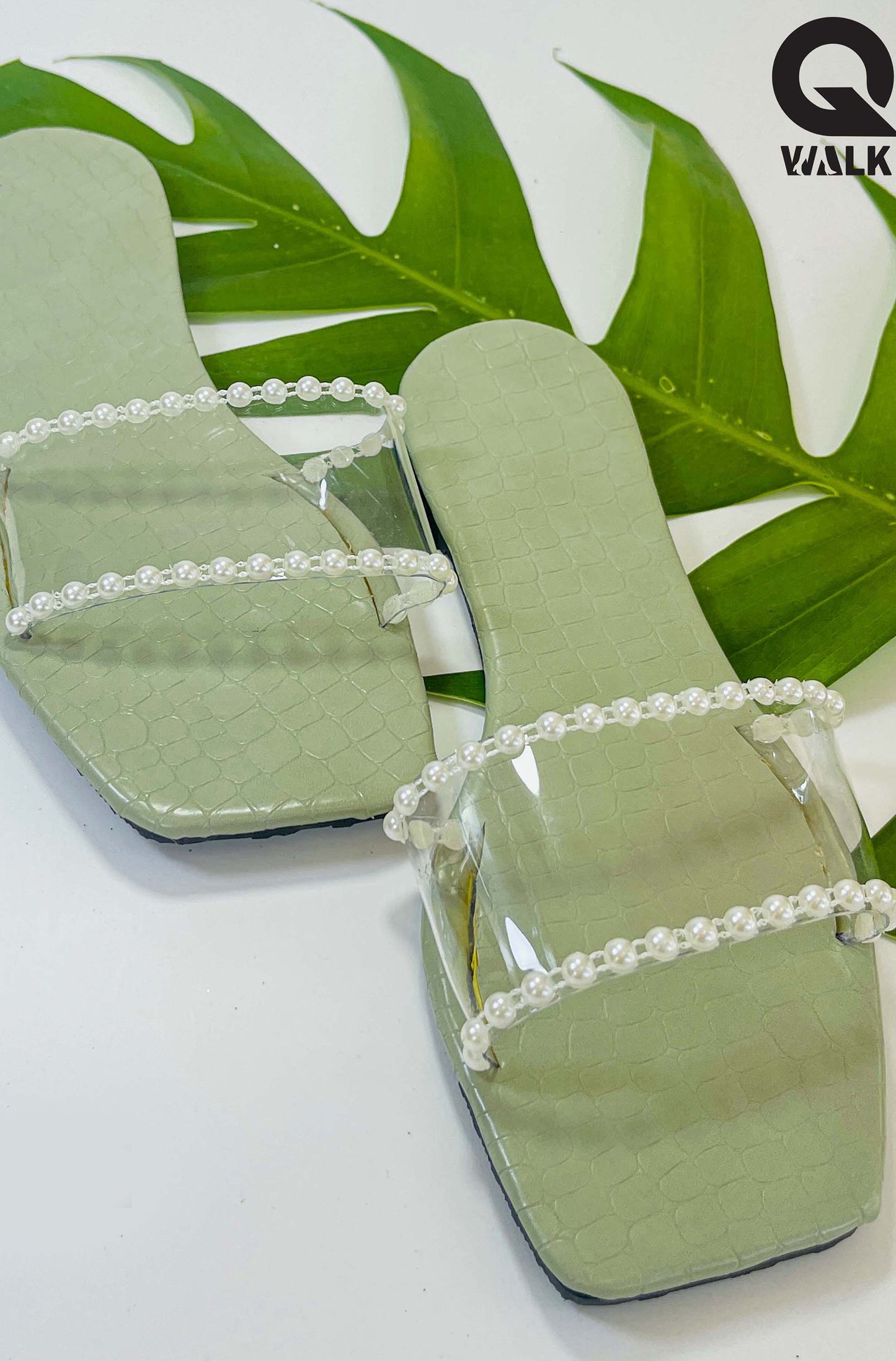 Olive Green Color Transparent Top Open Toe - GW210