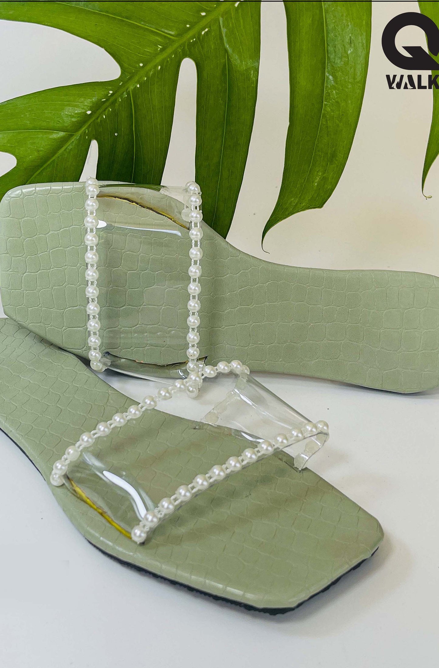 Olive Green Color Transparent Top Open Toe - GW210