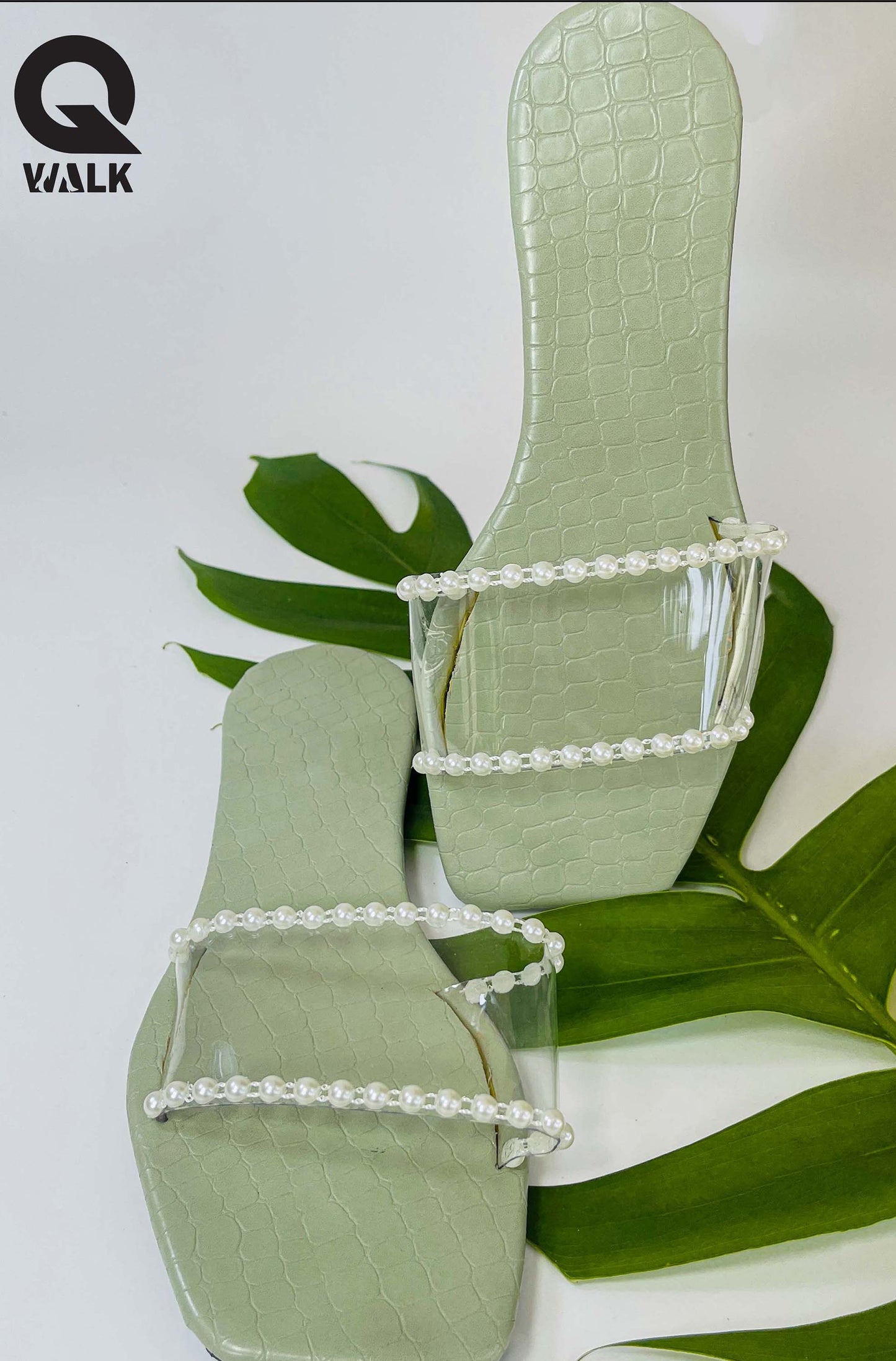 Olive Green Color Transparent Top Open Toe - GW210