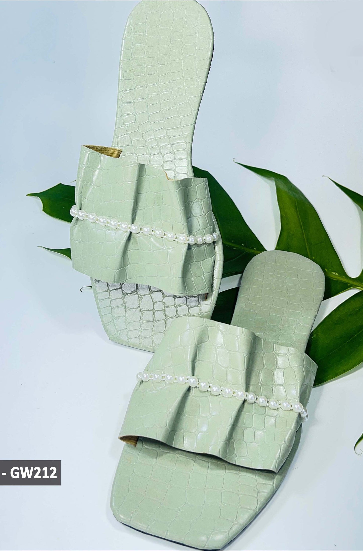 Olive Green Color Ruched Top Open Toe - GW212