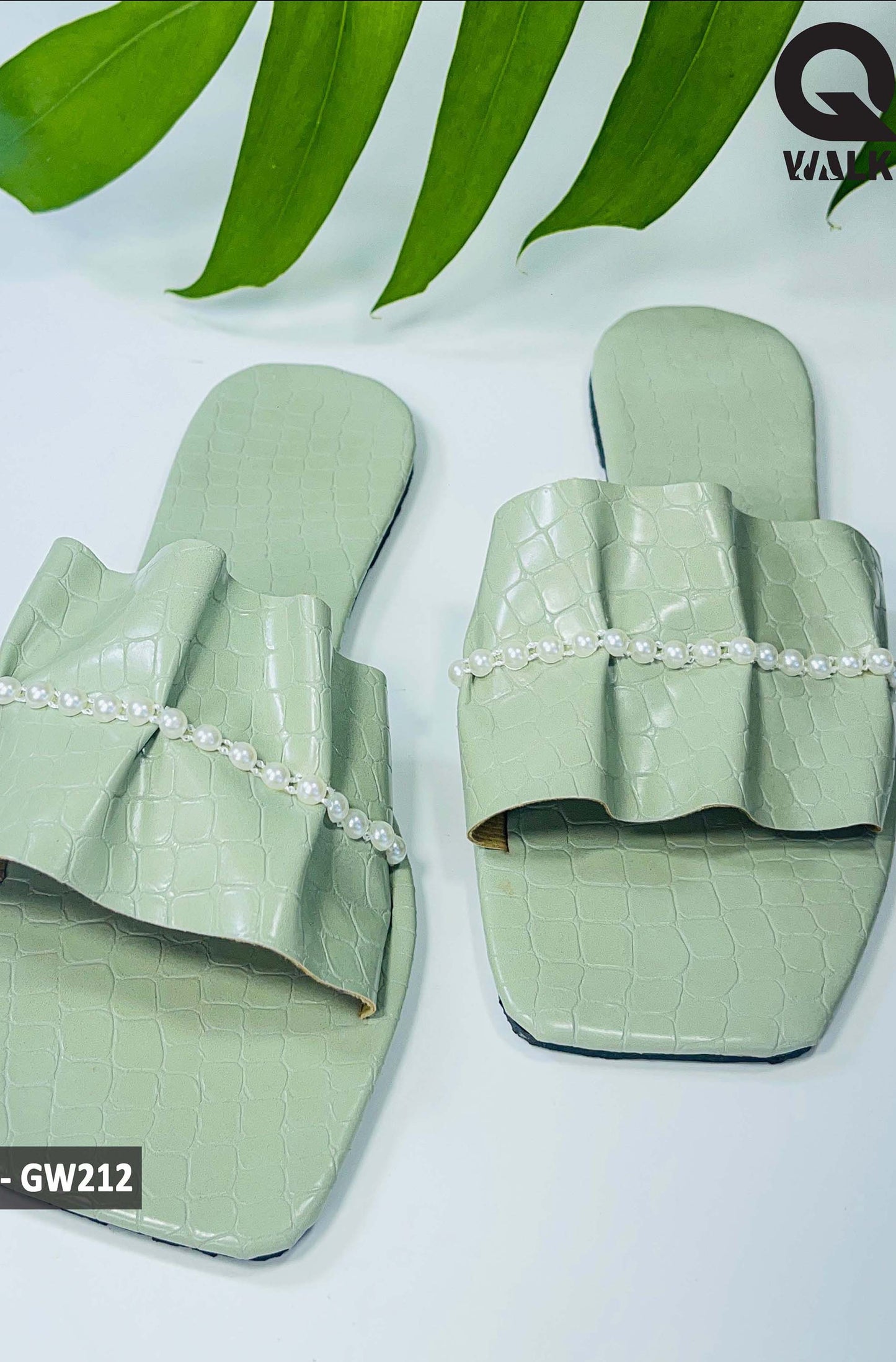 Olive Green Color Ruched Top Open Toe - GW212