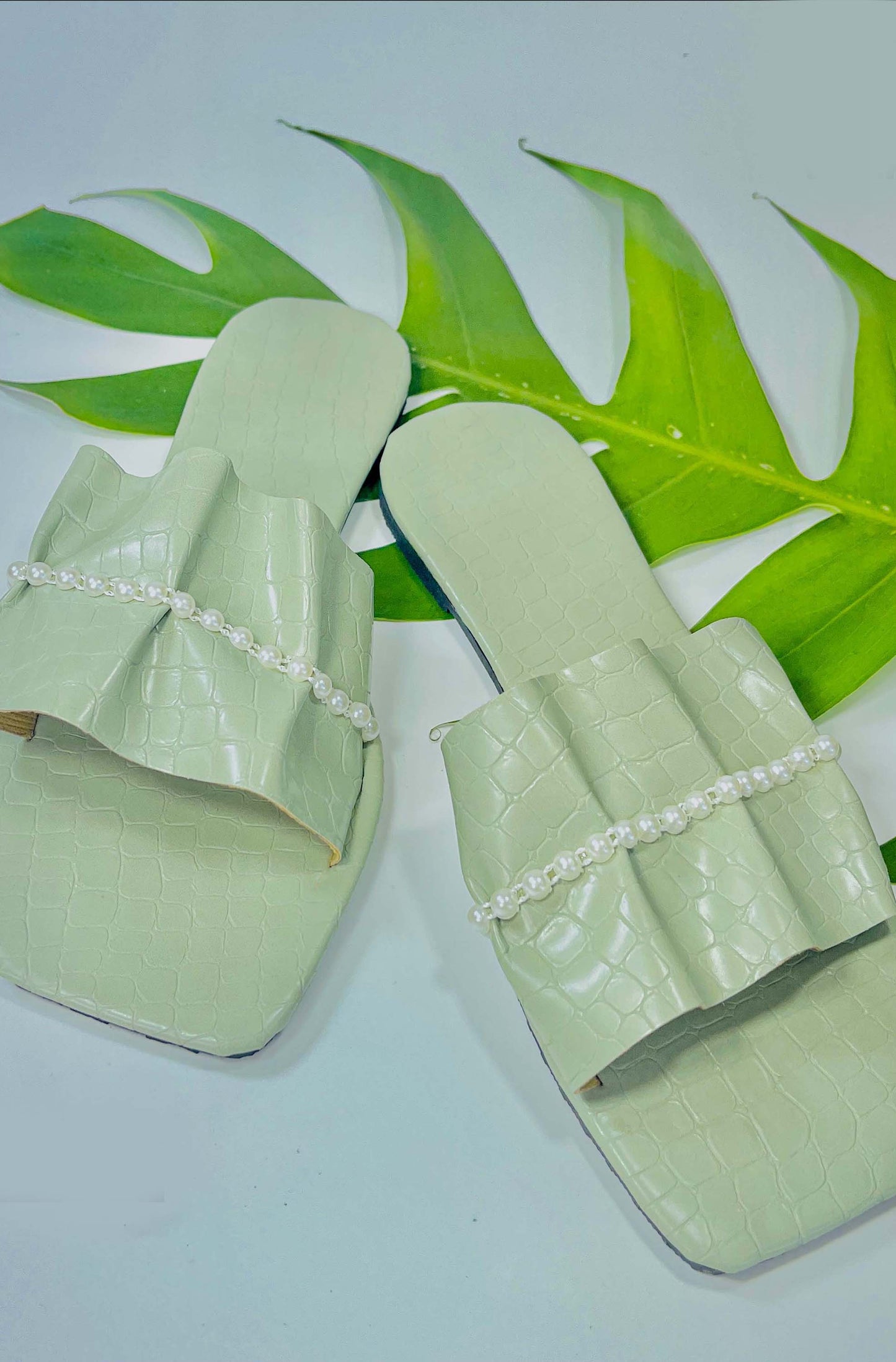 Olive Green Color Ruched Top Open Toe - GW212