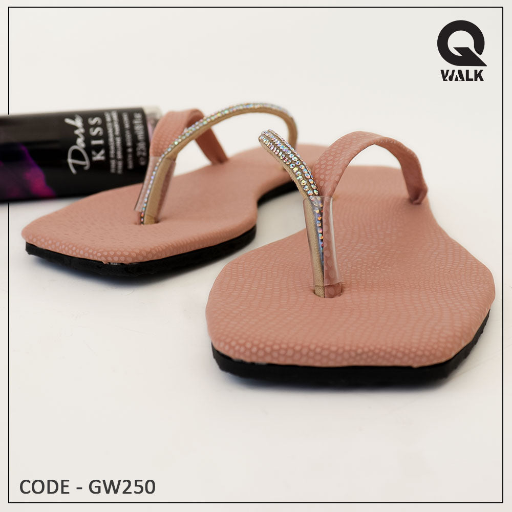Pink, Olive Green, Yellow, Black Color Flat Slipper - GW250