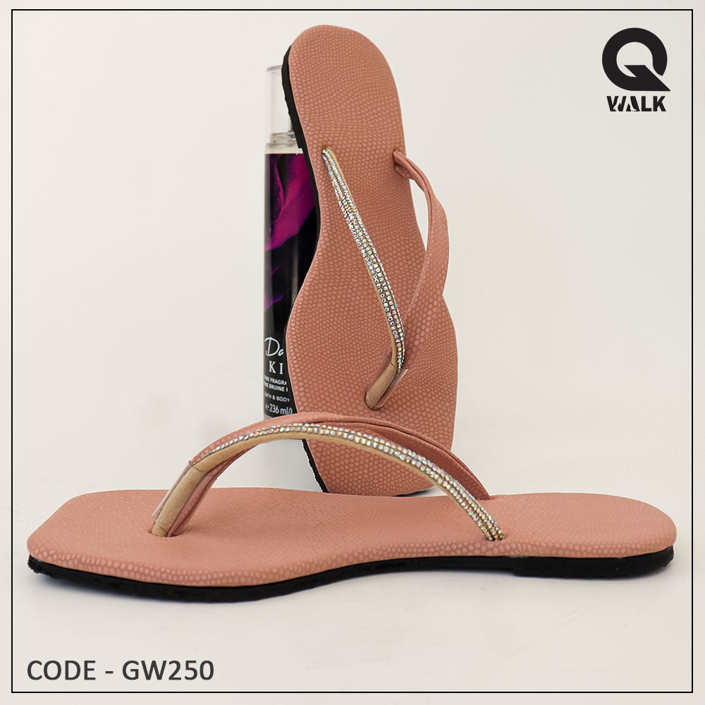 Pink, Olive Green, Yellow, Black Color Flat Slipper - GW250