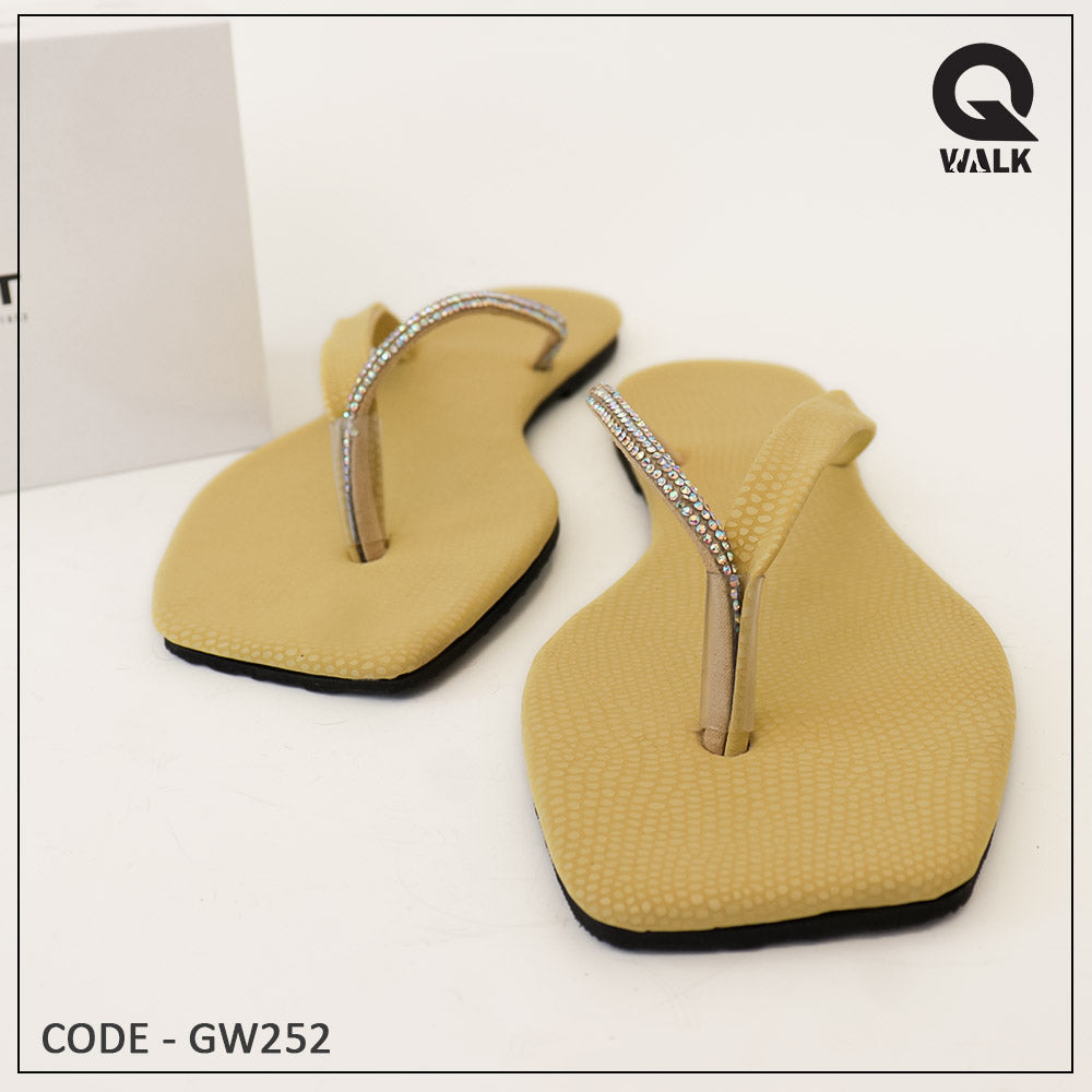 Pink, Olive Green, Yellow, Black Color Flat Slipper - GW250
