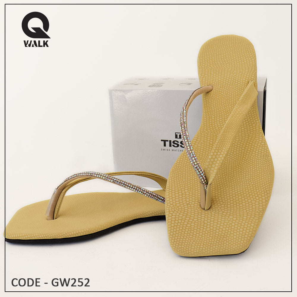 Pink, Olive Green, Yellow, Black Color Flat Slipper - GW250
