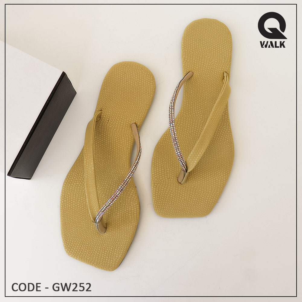 Pink, Olive Green, Yellow, Black Color Flat Slipper - GW250
