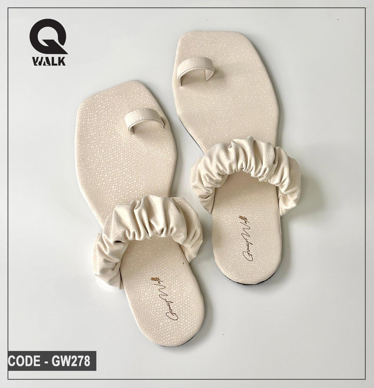 White Color Flat Slipper with Elastic Straps | GW278