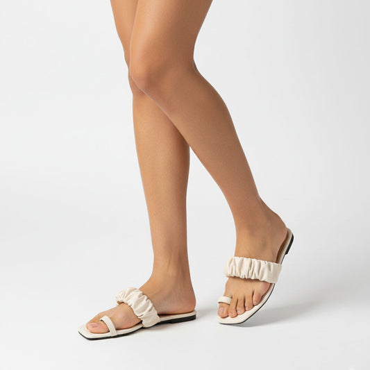 White Color Flat Slipper with Elastic Straps | GW278