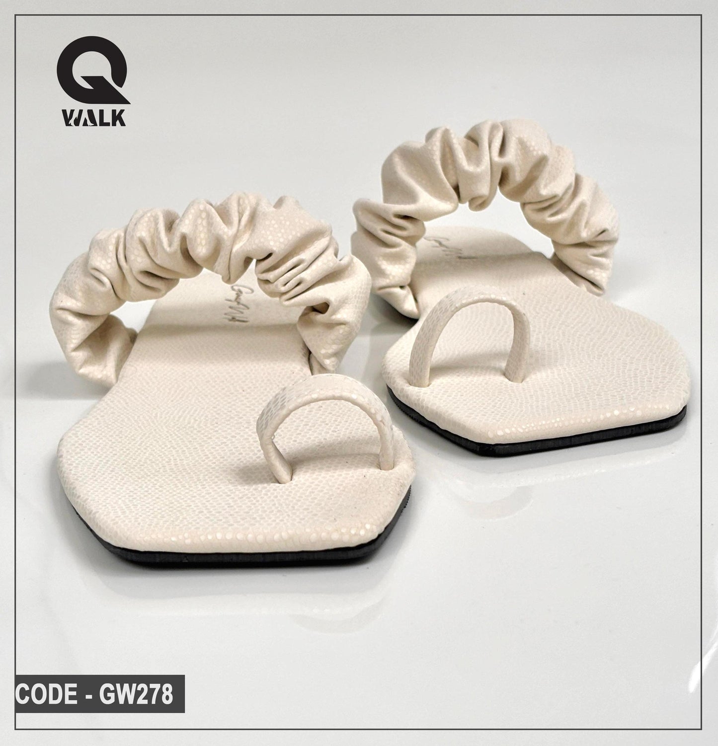 White Color Flat Slipper with Elastic Straps | GW278