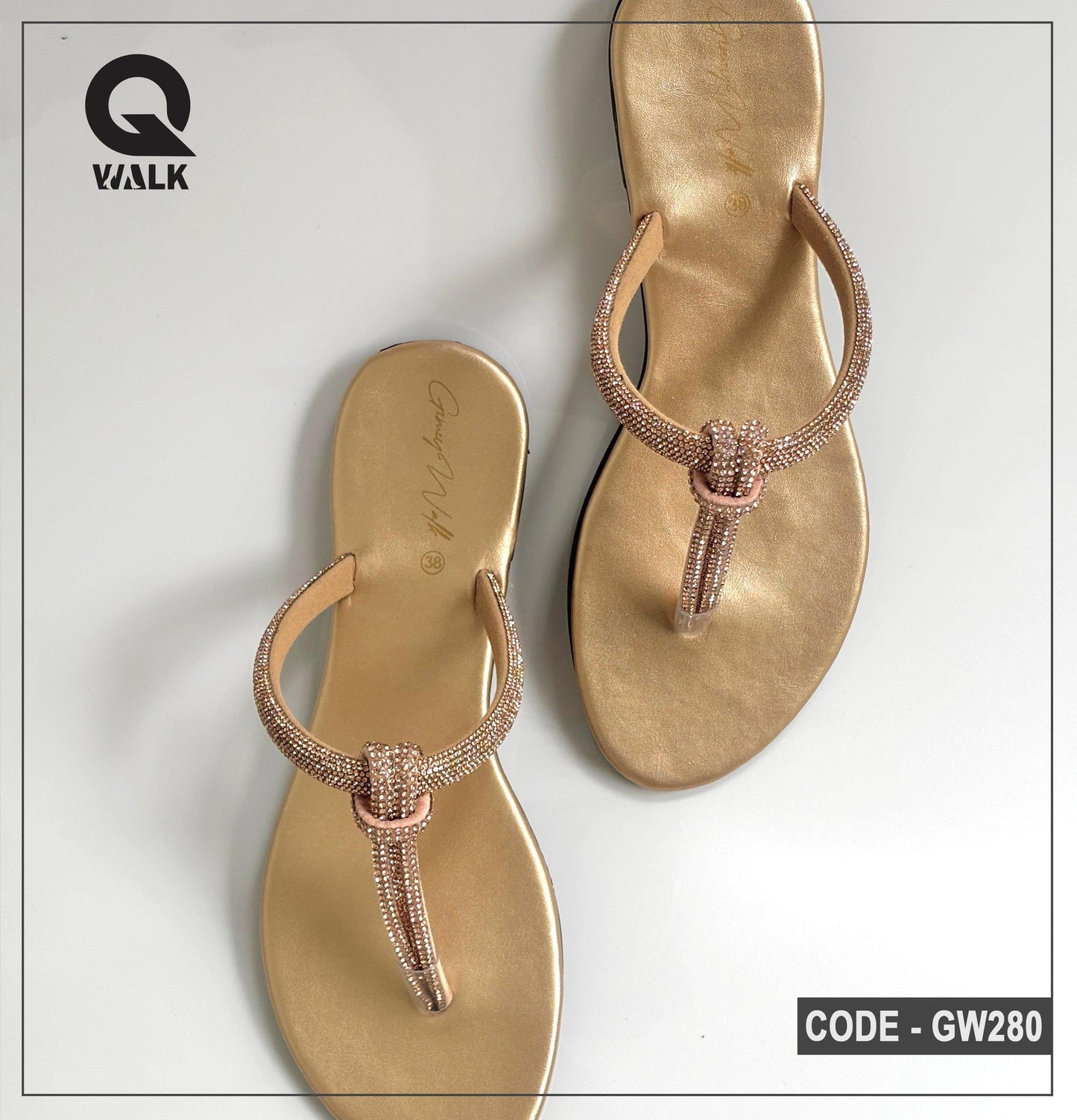 Copper Color Flat Slipper with Stone Straps | GW280