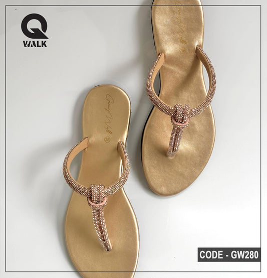 Copper Color Flat Slipper with Stone Straps | GW280