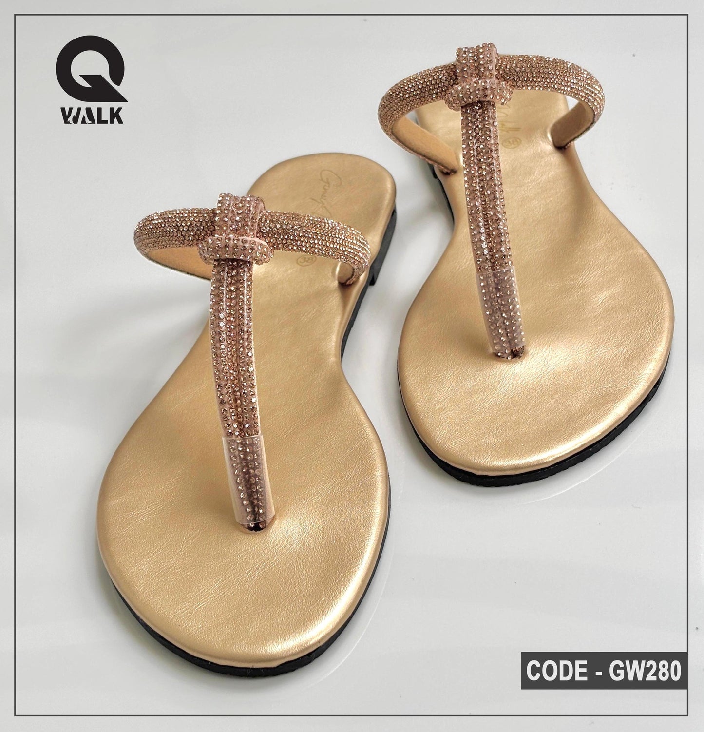 Copper Color Flat Slipper with Stone Straps | GW280