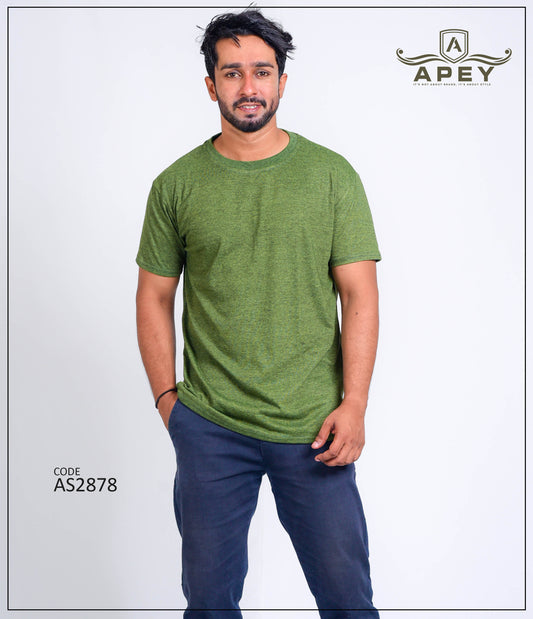 Marl Army Green Color Unisex Tee | AS2878