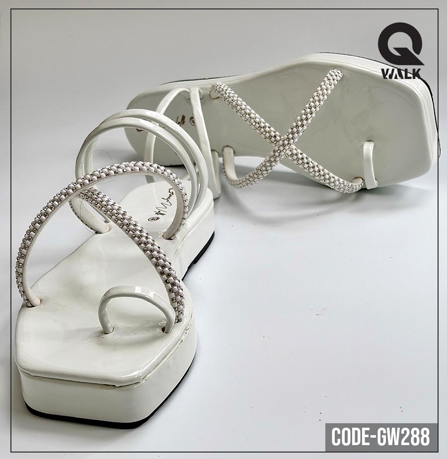 Shine White Color Flatfoam with Stone Straps | GW288