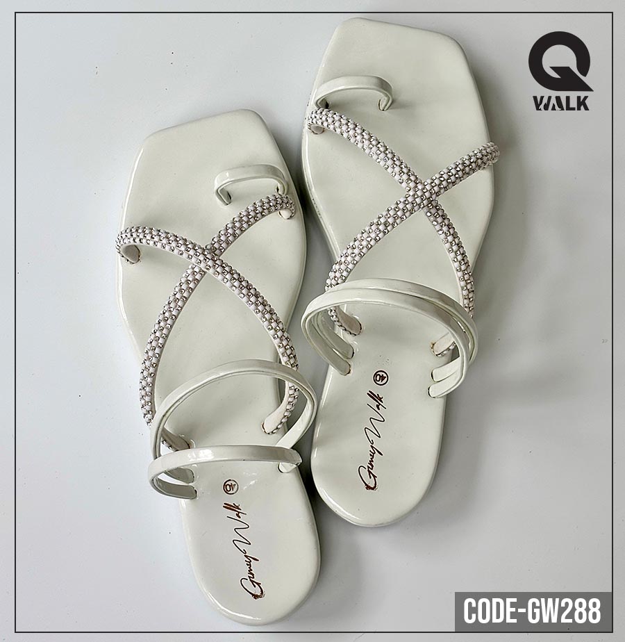 Shine White Color Flatfoam with Stone Straps | GW288