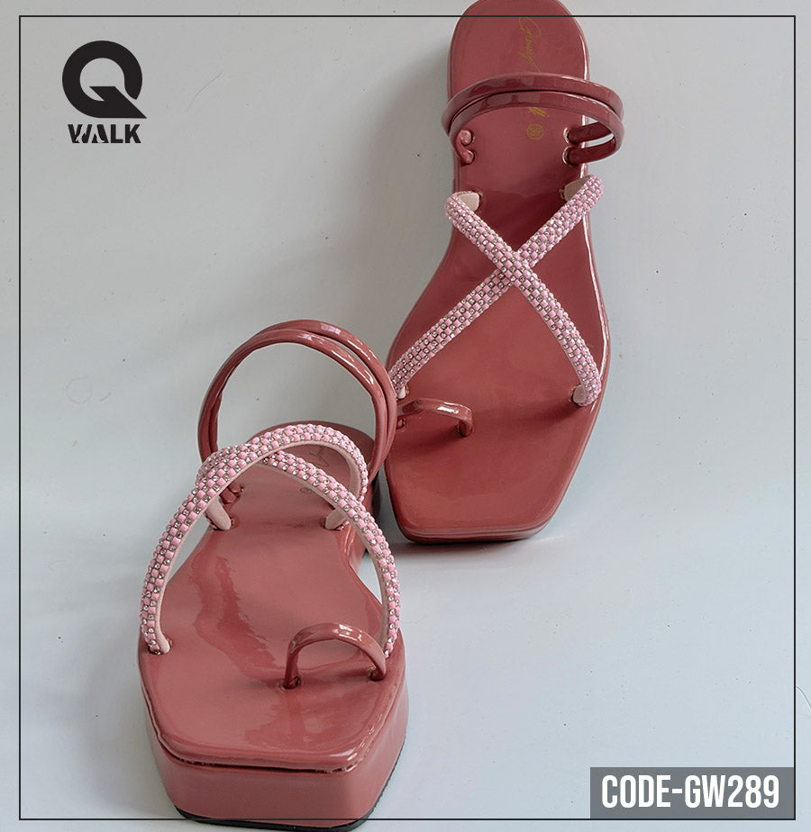 Shine Pink Color Flatfoam with Stone Straps | GW289
