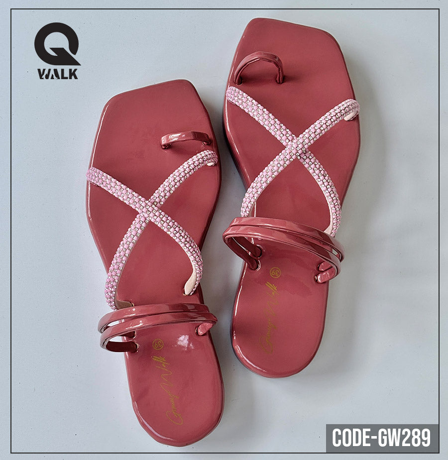 Shine Pink Color Flatfoam with Stone Straps | GW289