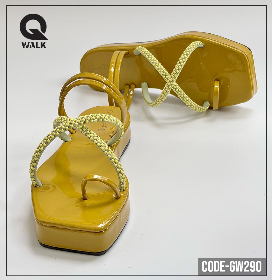 Shine Yellow Color Flatfoam with Stone Straps | GW290