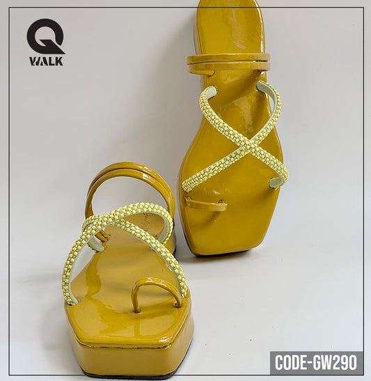 Shine Yellow Color Flatfoam with Stone Straps | GW290