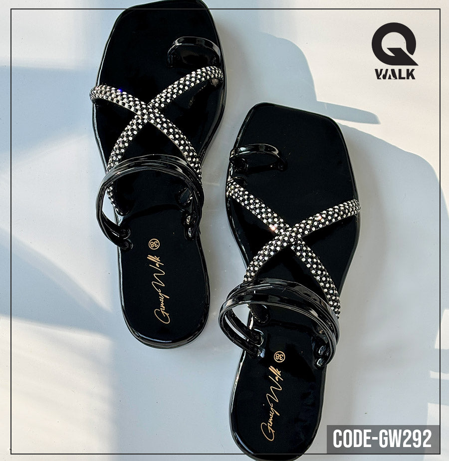 Black Color Flatfoam with Stone Straps | GW292