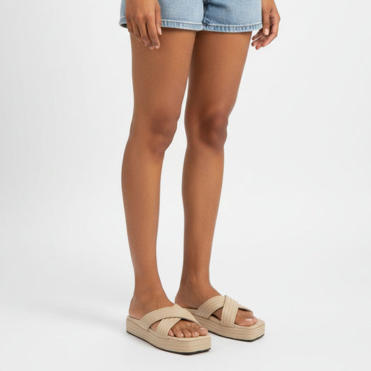 Beige Color Flatfoam with Cross Straps | GW293