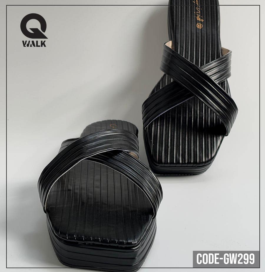 Black Color Flatfoam with Cross Straps Front | GW299