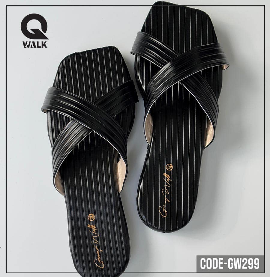 Black Color Flatfoam with Cross Straps Front | GW299