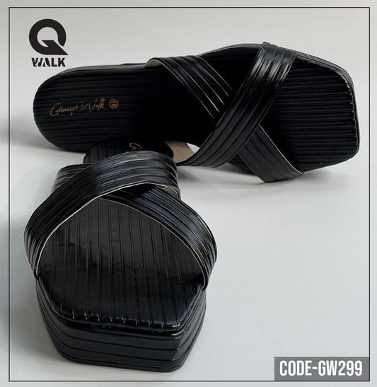 Black Color Flatfoam with Cross Straps Front | GW299