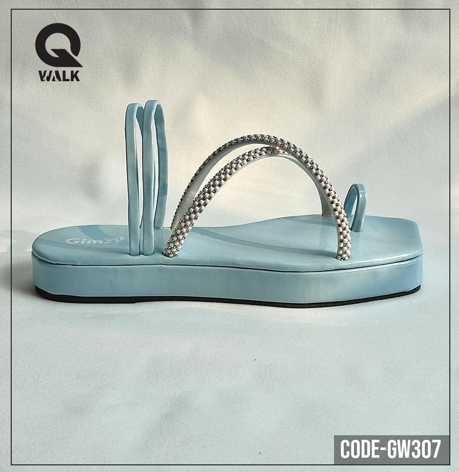 Sky Blue Color Flatfoam with Stones Straps | GW307