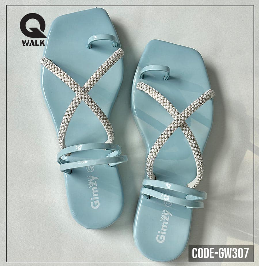 Sky Blue Color Flatfoam with Stones Straps | GW307