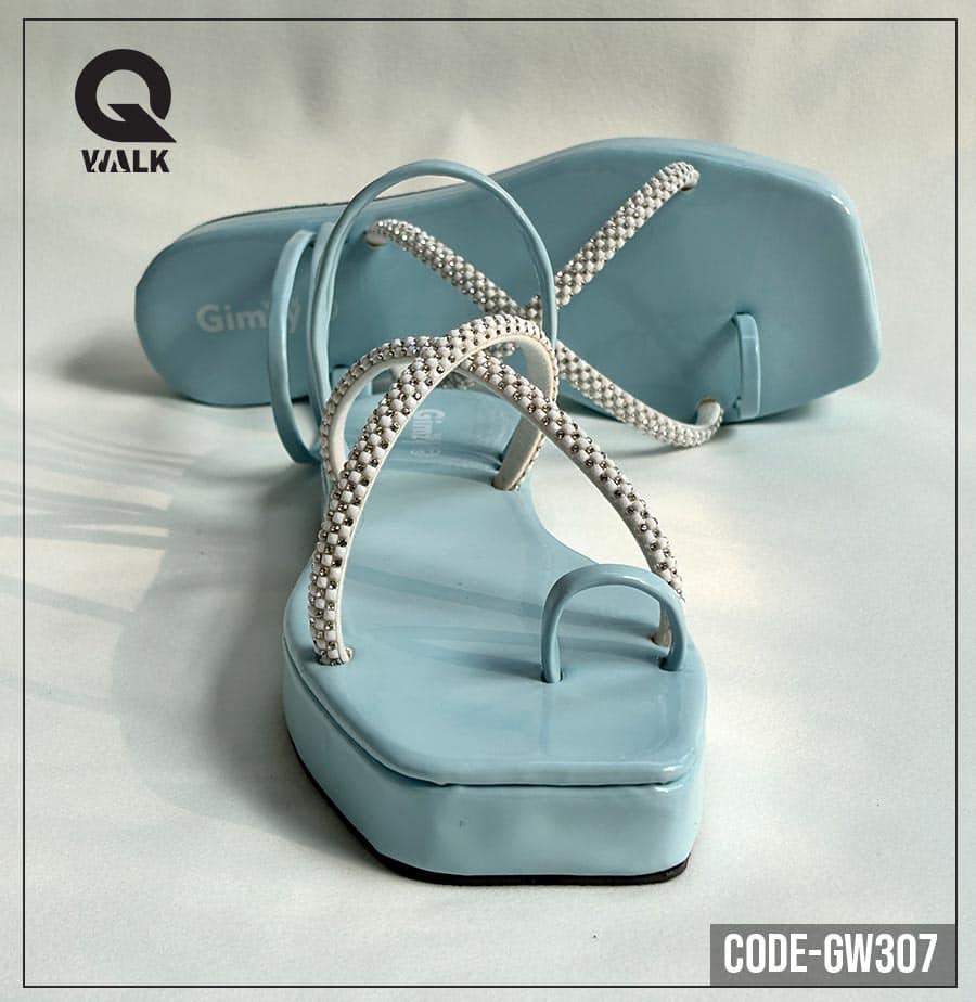 Sky Blue Color Flatfoam with Stones Straps | GW307