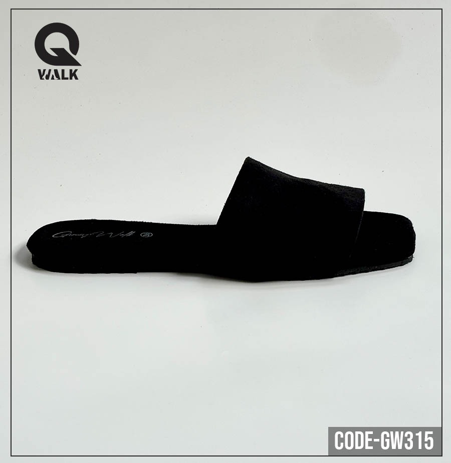 Black Color Velvet Slipper with Cover Front | GW315