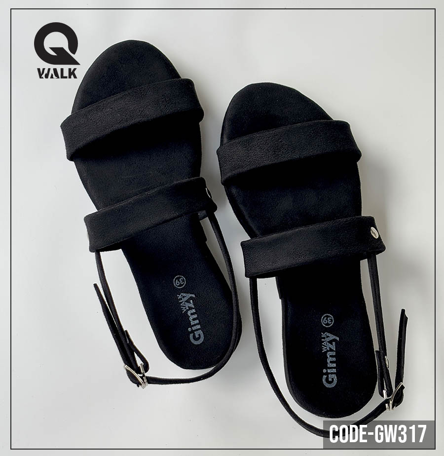 Black Color Velvet Flatfoam with Straps | GW317