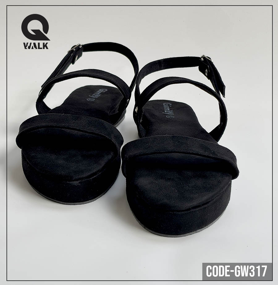 Black Color Velvet Flatfoam with Straps | GW317
