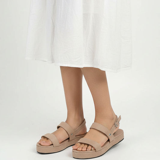 Beige Color Velvet Flatfoam with Straps | GW318