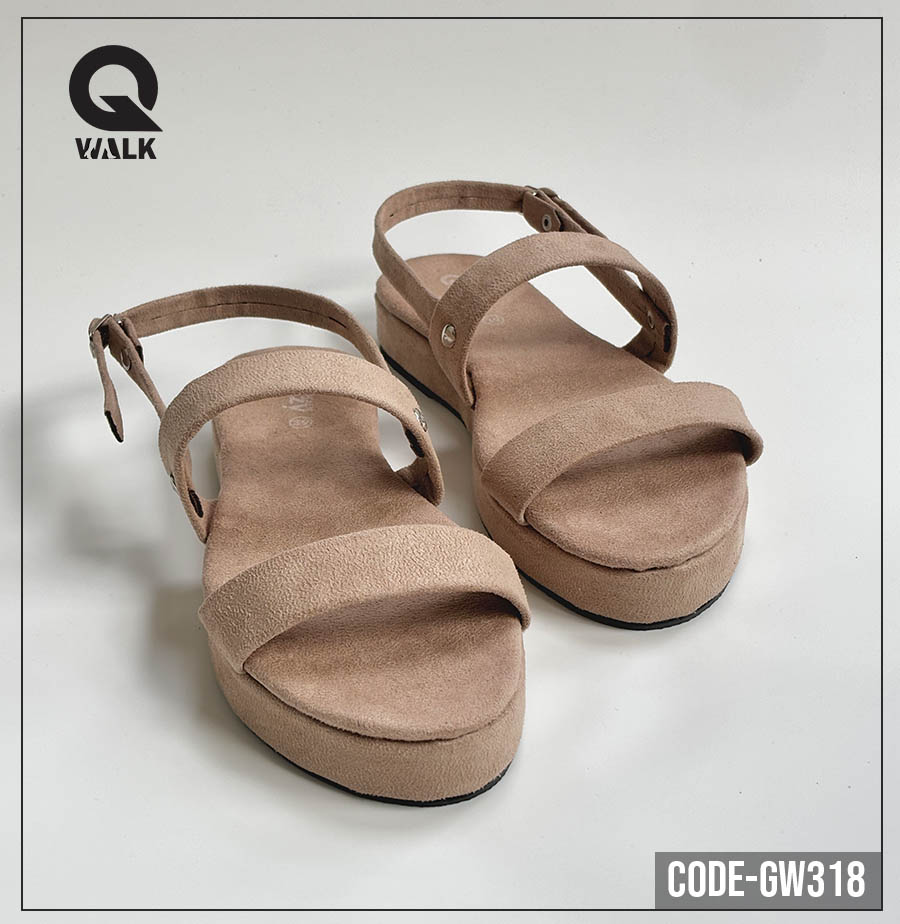 Beige Color Velvet Flatfoam with Straps | GW318