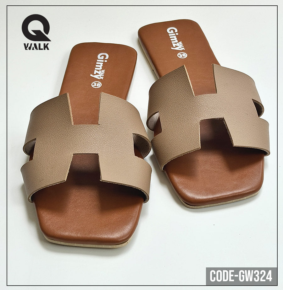 Brown Color Slipper with H Cut Front | GW324