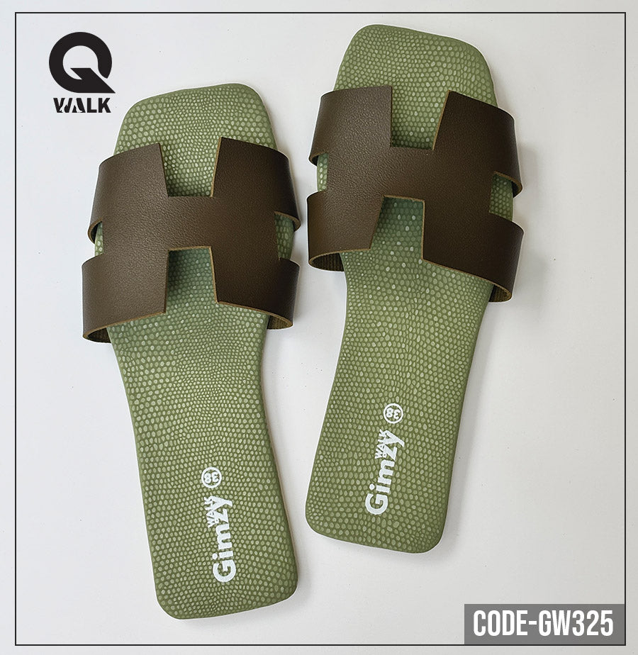 Green Color Slipper with H Cut Front | GW325