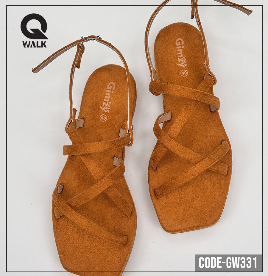 Mustard Color Velvet Flatfoam with Straps | GW331