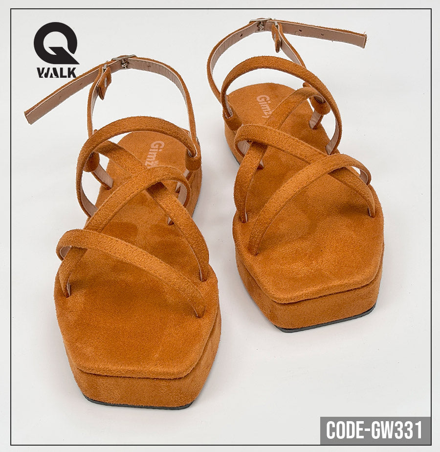 Mustard Color Velvet Flatfoam with Straps | GW331