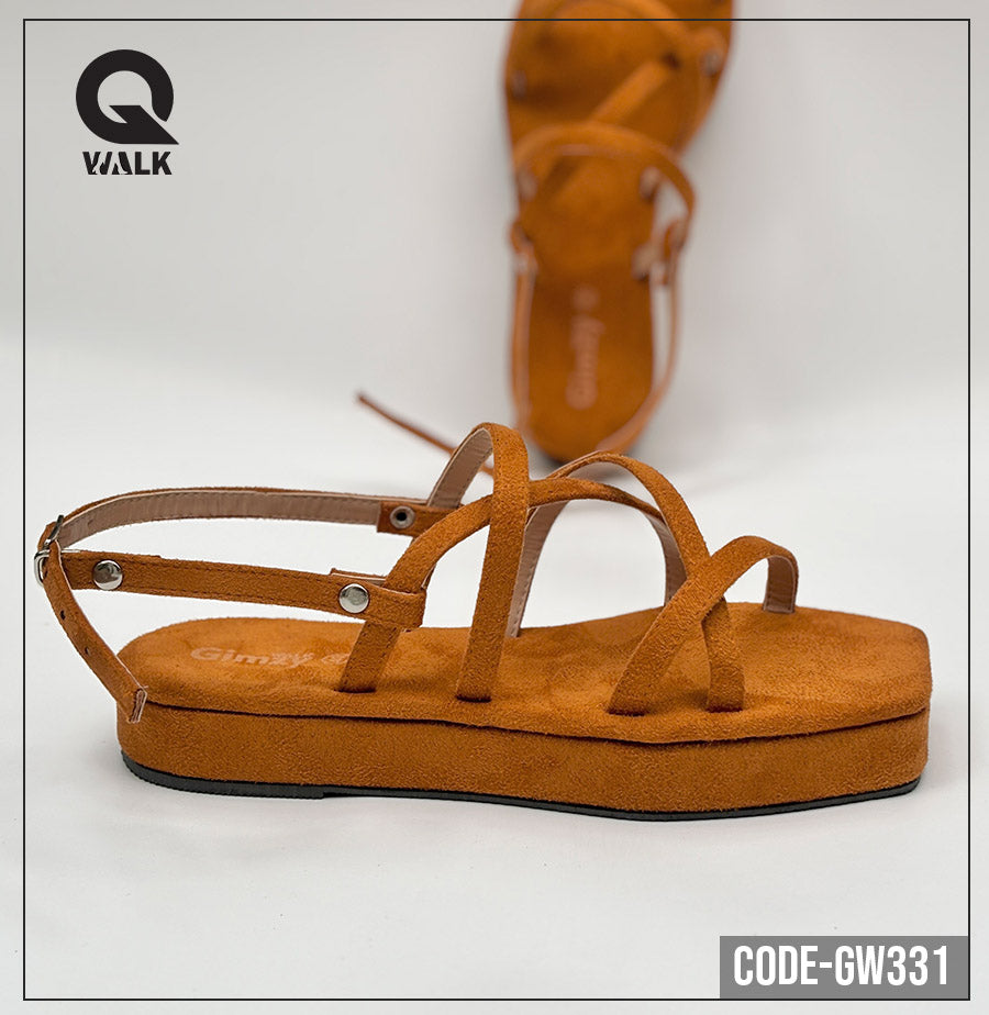 Mustard Color Velvet Flatfoam with Straps | GW331