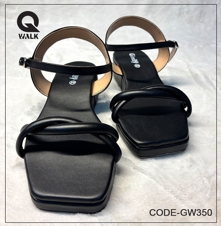 Black Color Wedges with Straps | GW350